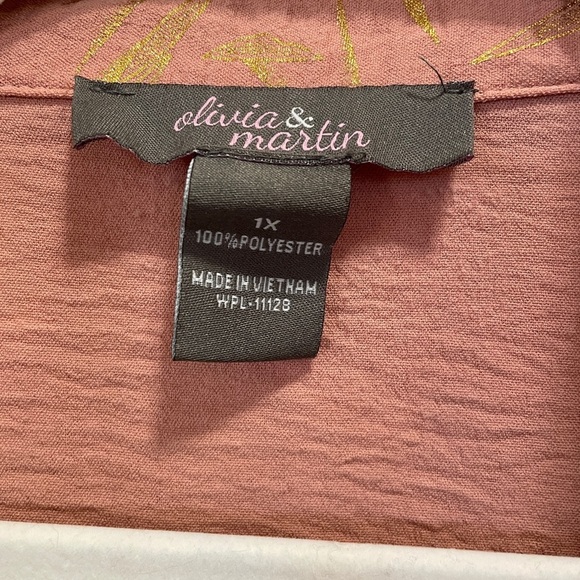 Pink Cuffed Sleeve V Neck Blouse - Picture 8 of 9